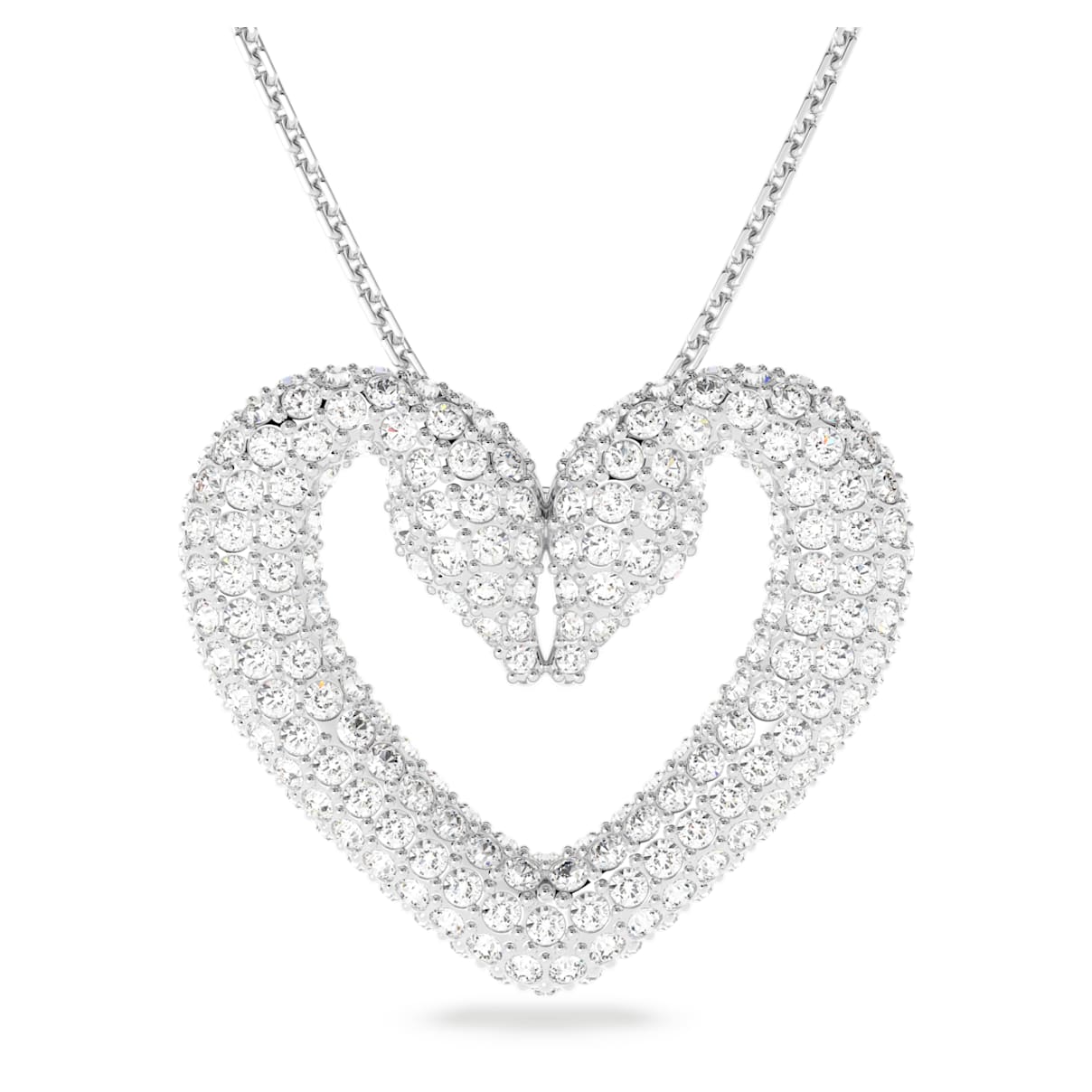 

Sublima pendant, Heart, Large, White, Rhodium plated