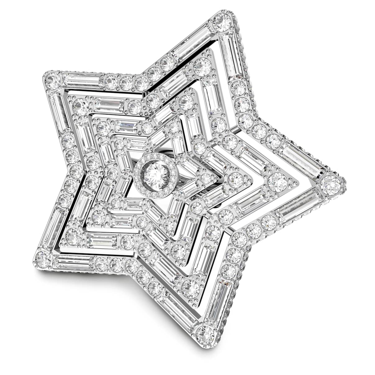 

Stella ring, Mixed cuts, Star, Large, White, Rhodium plated