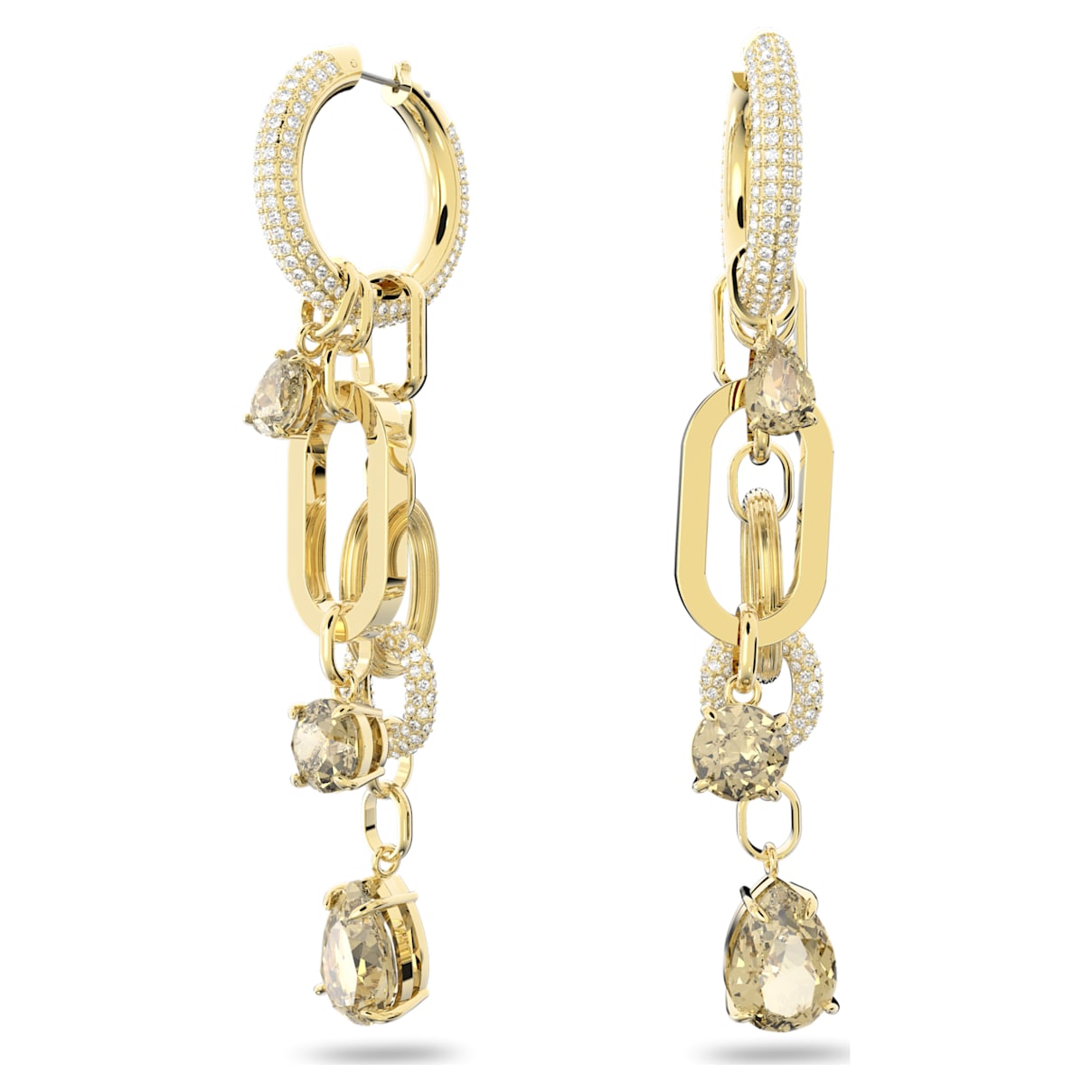 Swarovski Imber drop earrings, Brown, Gold-tone plated