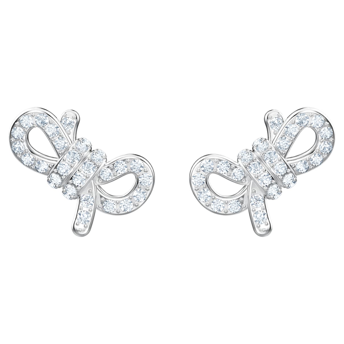 Lifelong Bow stud earrings, Bow, White, Rhodium plated