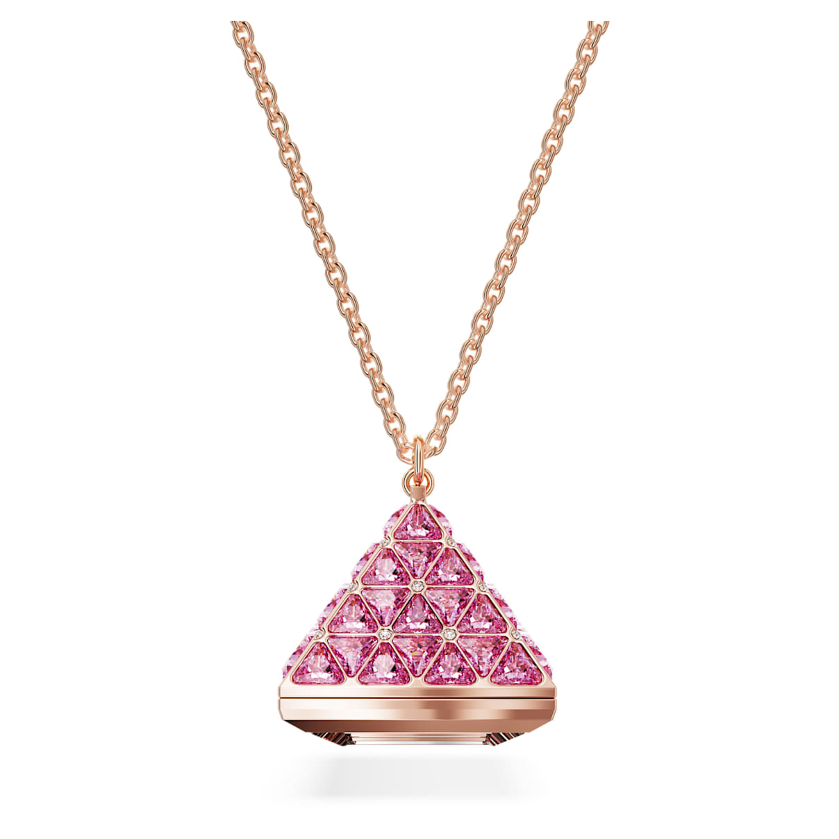 Pendant watch, Triangle cut, Pink, Rose gold-tone finish