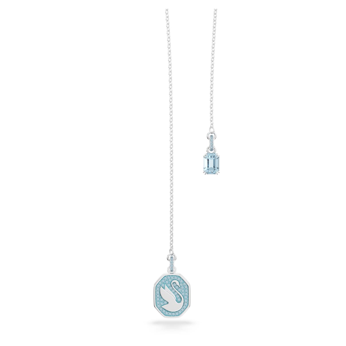 

Swan Y necklace, Swan, Blue, Rhodium plated