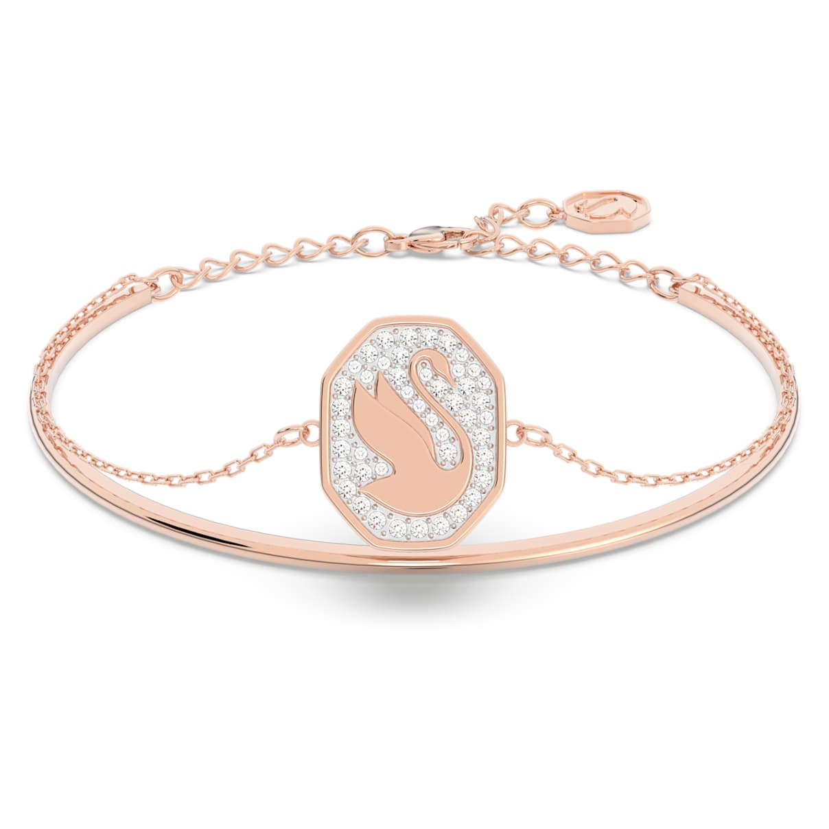 

Signum bangle, Swan, White, Rose gold-tone plated