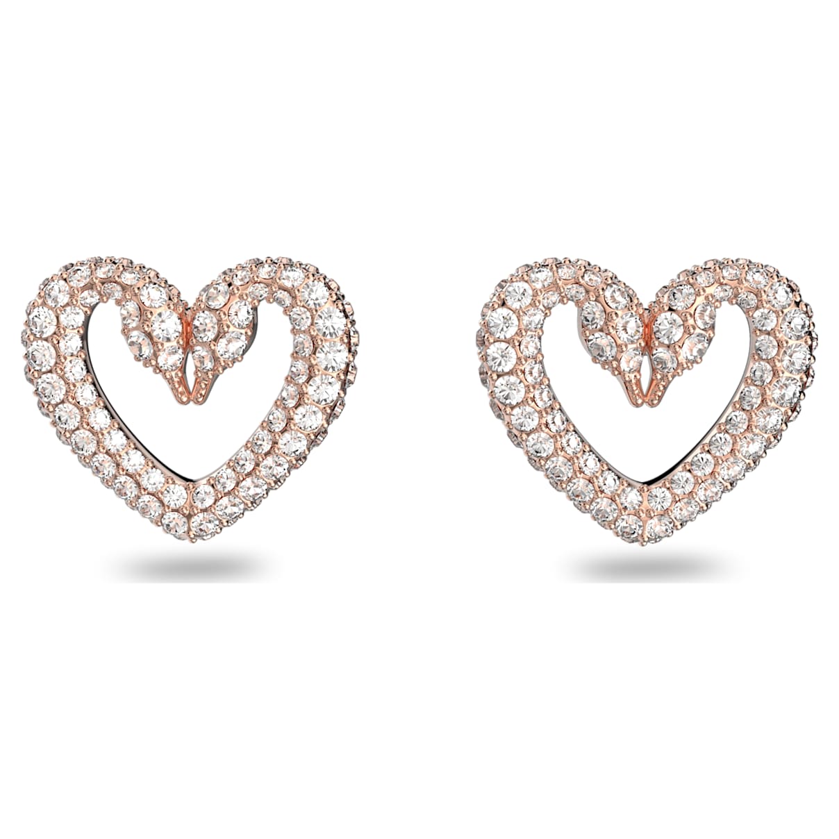 

Sublima stud earrings, Pavé, Heart, Medium, White, Rose gold-tone plated