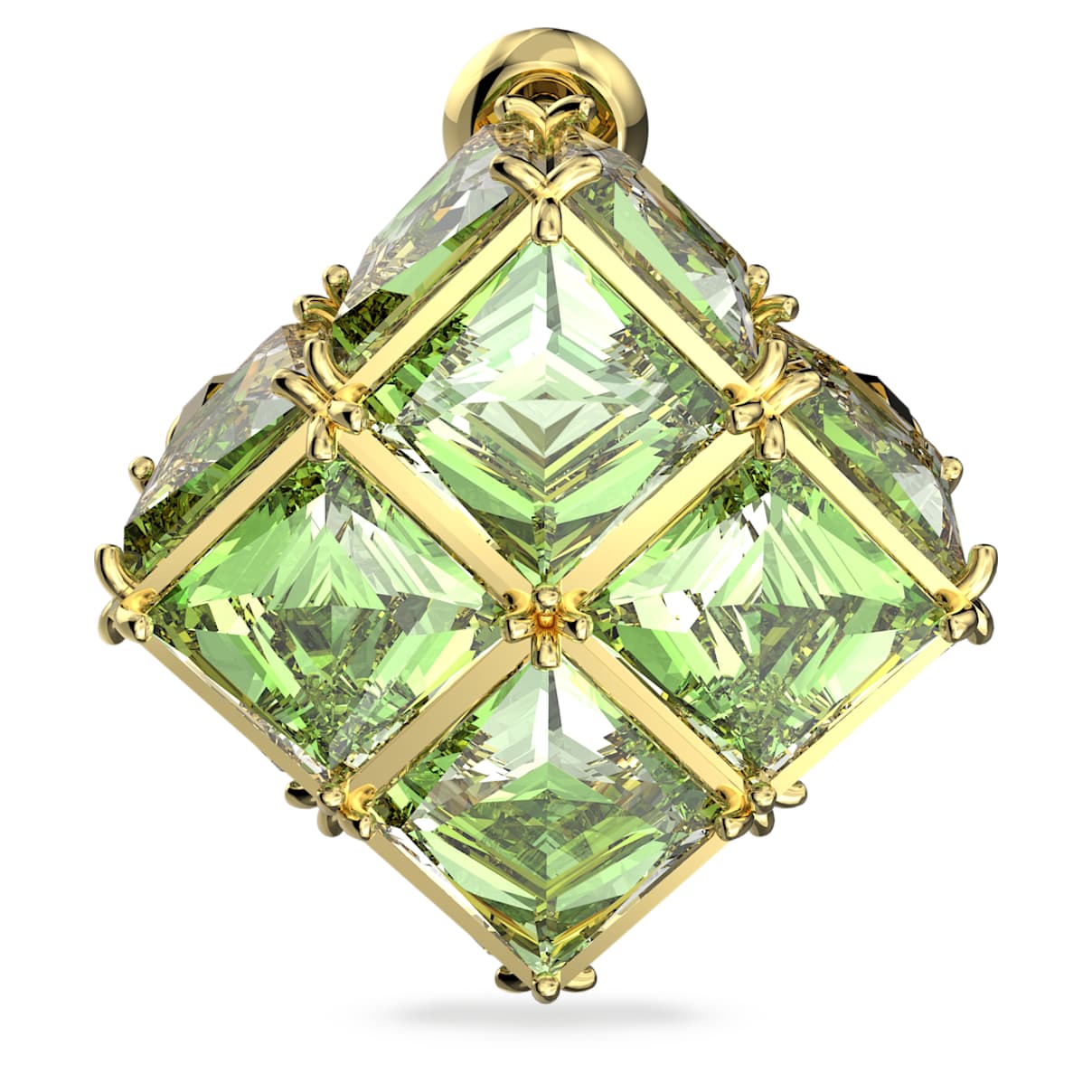 

Curiosa stud earring, Single, Square cut, Green, Gold-tone plated