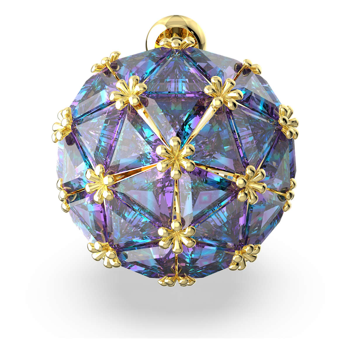 Curiosa stud earring, Single, Triangle cut, Blue, Gold-tone plated