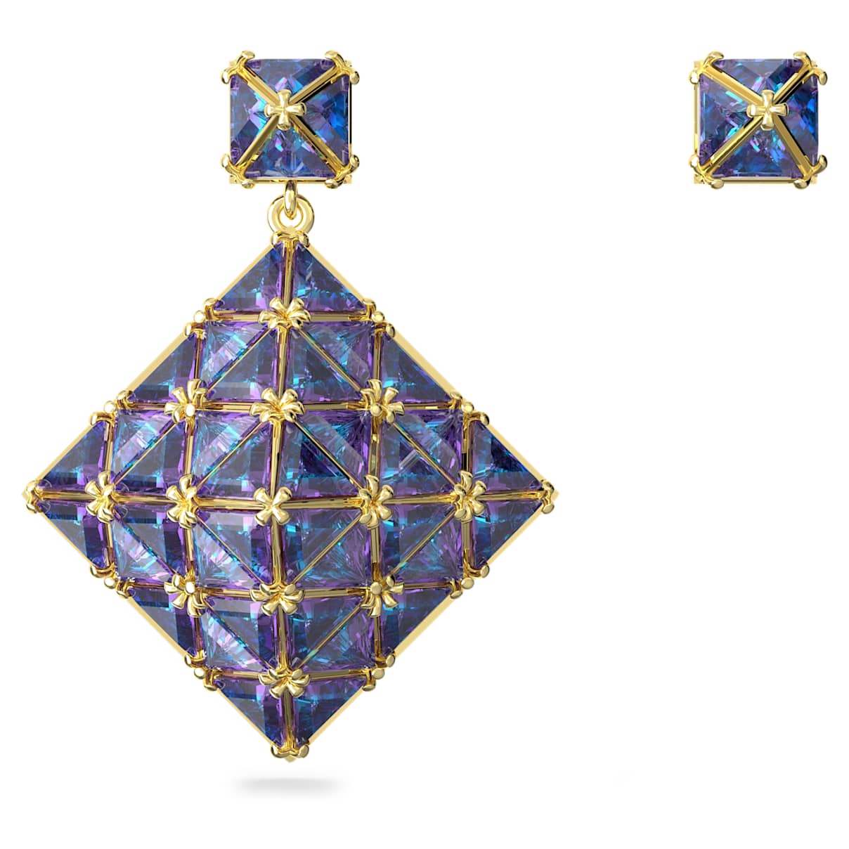 

Curiosa drop earrings, Asymmetrical design, Blue, Gold-tone plated