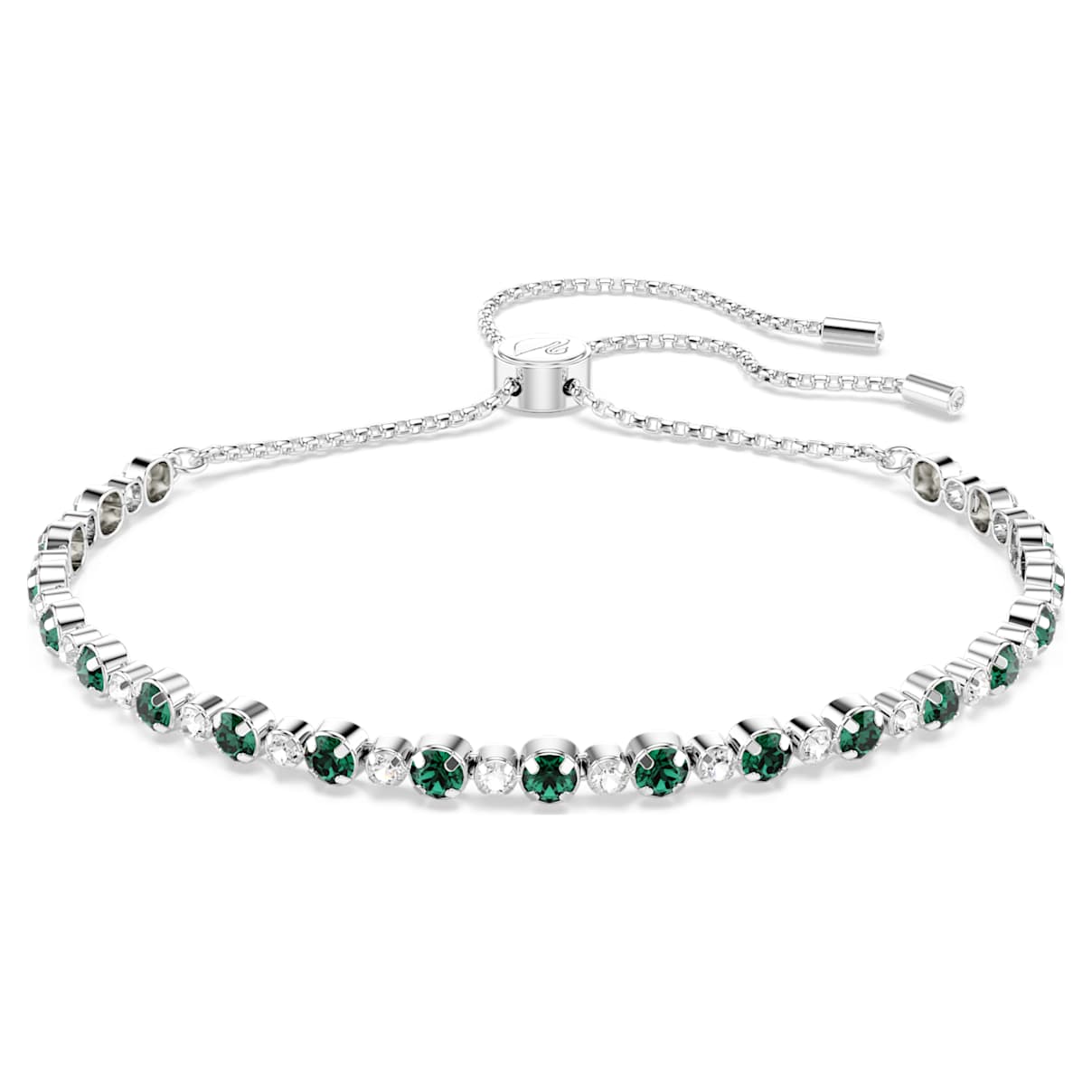 

Pulsera Subtle, Talla redonda, Verde, Baño de rodio