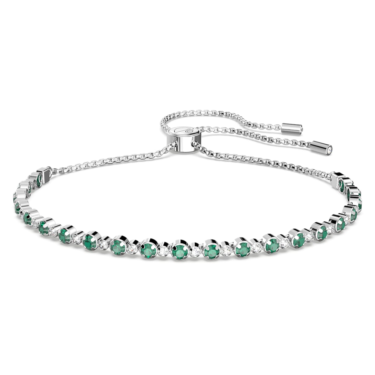 Swarovski Subtle bracelet, Round cut, Green, Rhodium plated