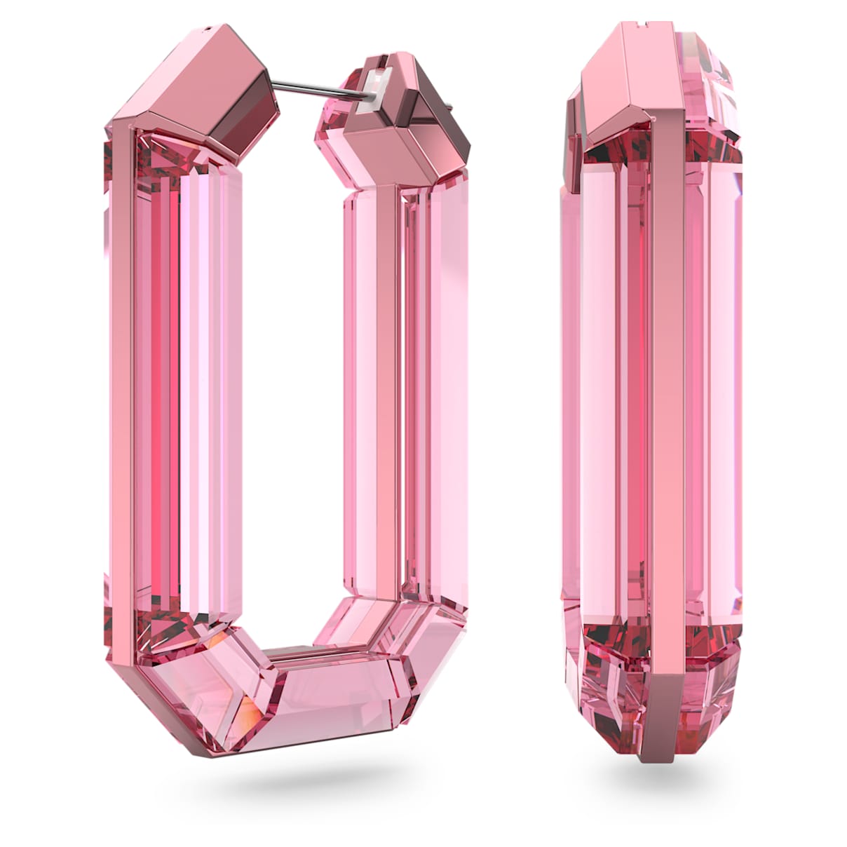 

Lucent hoop earrings, Statement, Octagon shape, Pink
