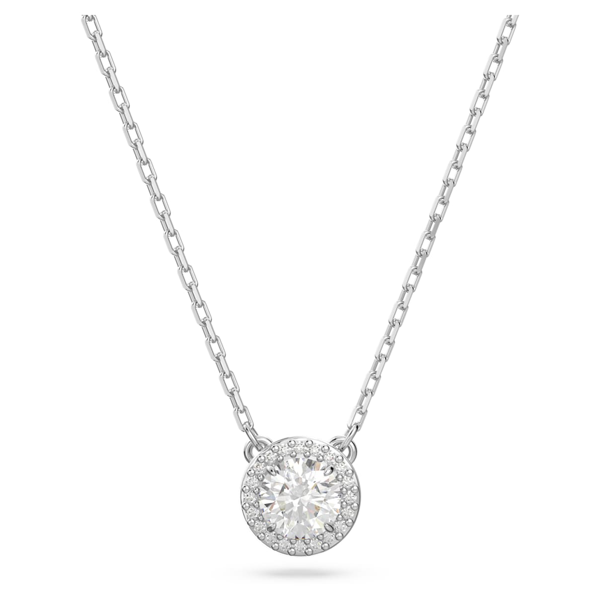 

Una pendant, Round cut, Pavé, White, Rhodium plated