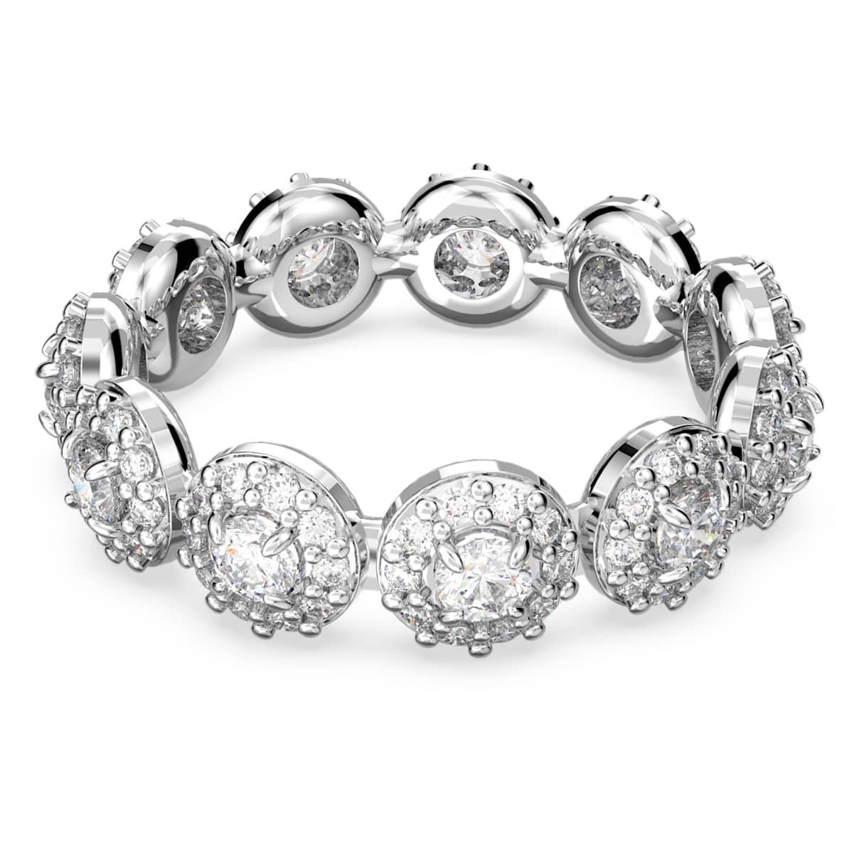 Una Angelic ring, Round cut, White, Rhodium plated
