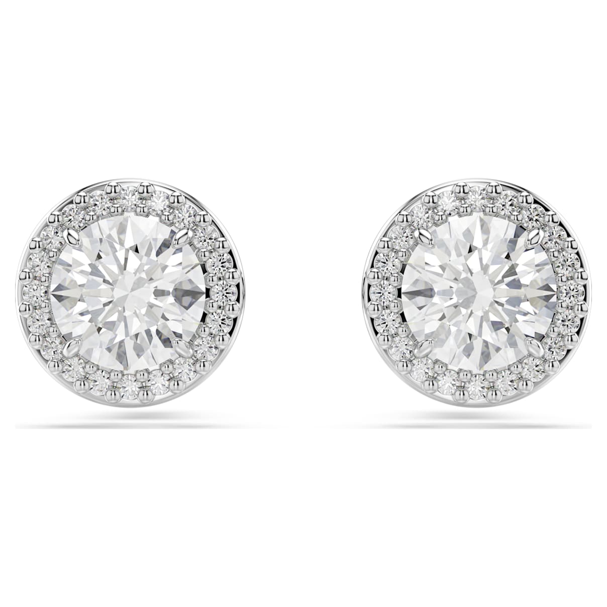 

Constella stud earrings, Round cut, Pavé, White, Rhodium plated