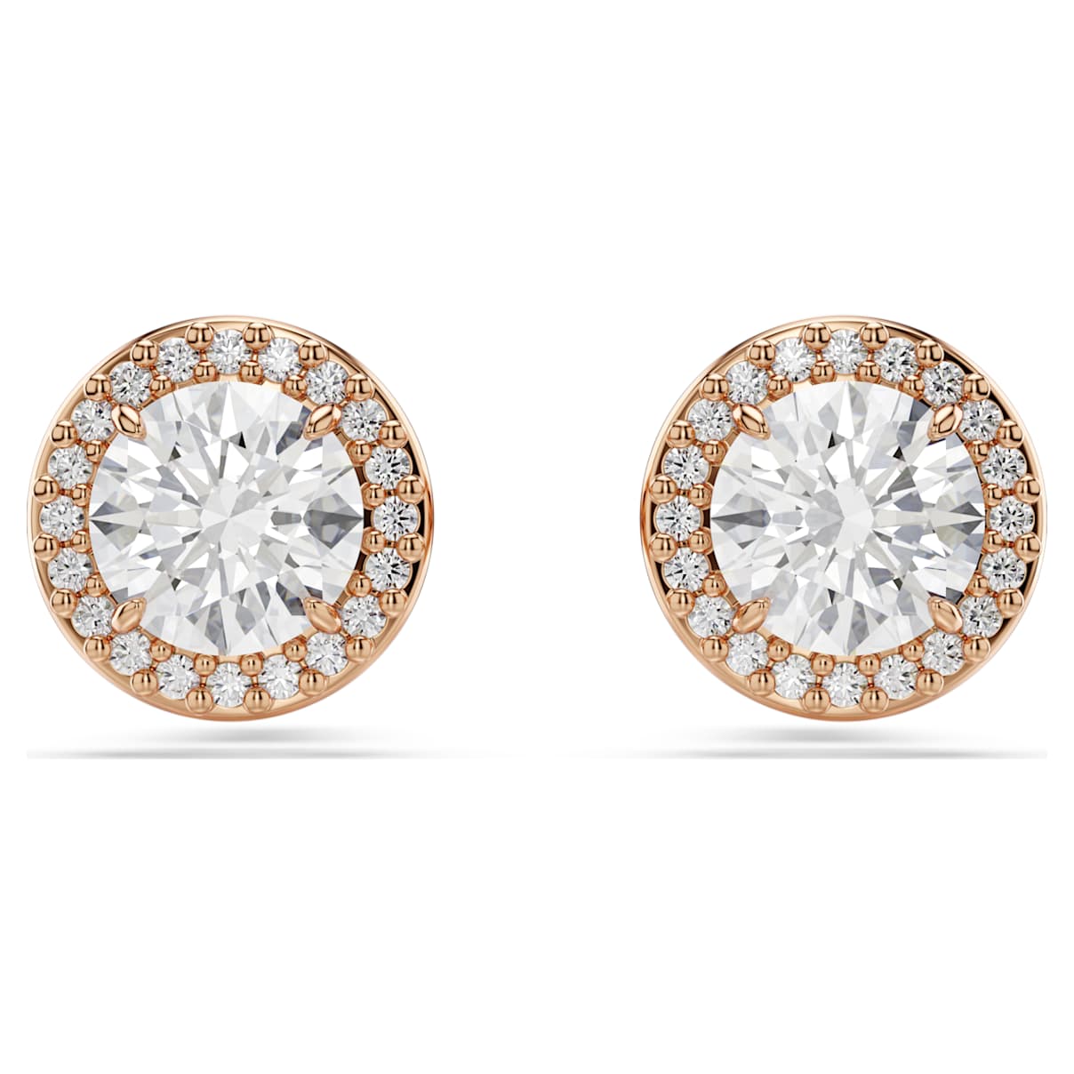 

Constella stud earrings, Round cut, Pavé, White, Rose gold-tone plated