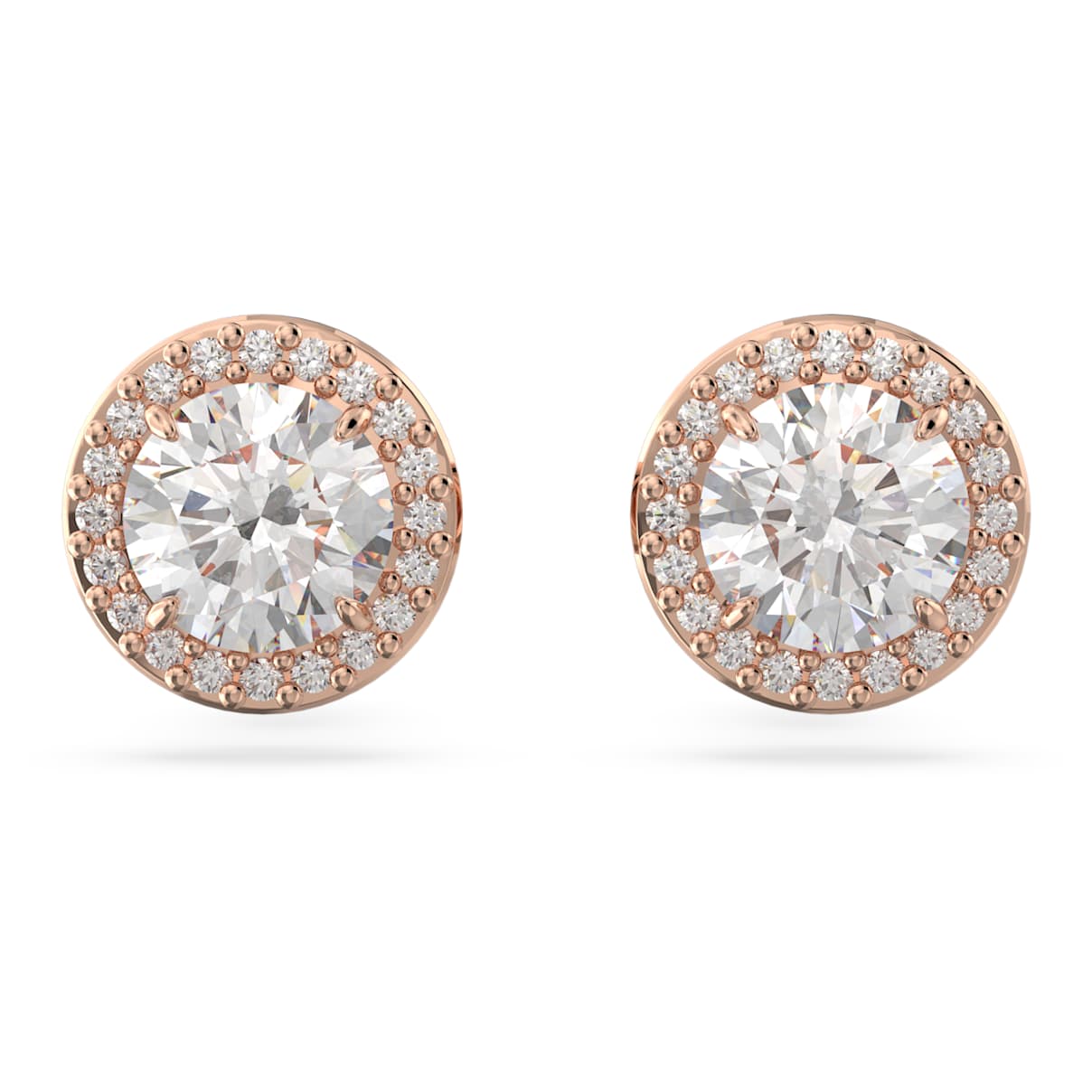 

Constella stud earrings, Round cut, Pavé, White, Rose gold-tone plated