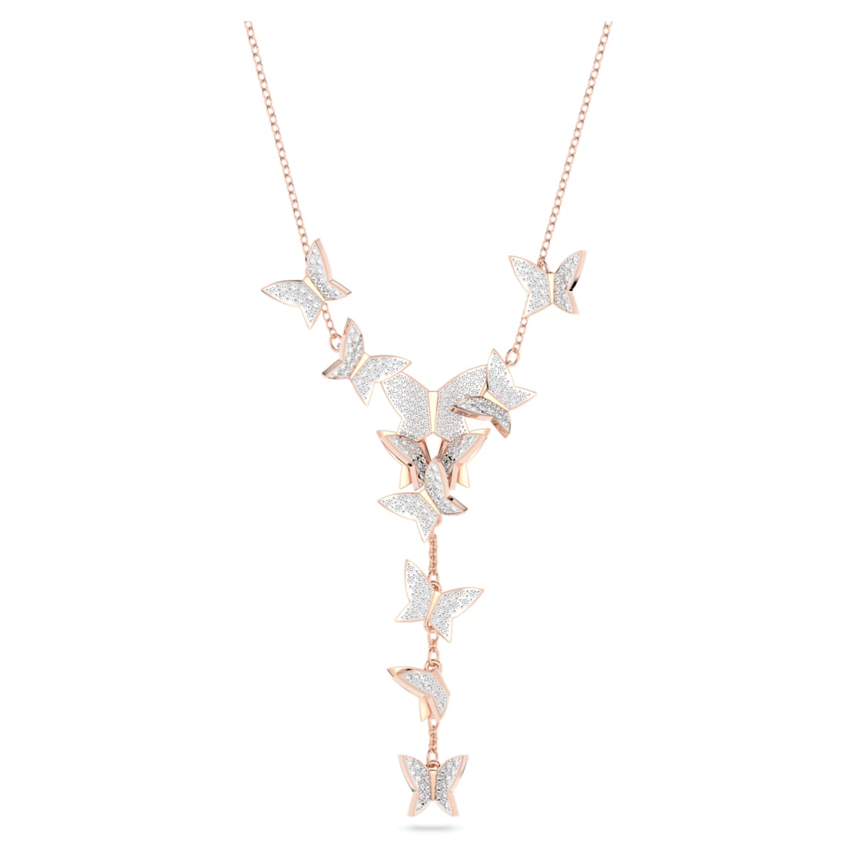 

Idyllia Lilia Y necklace, Butterfly, White, Rose gold-tone plated
