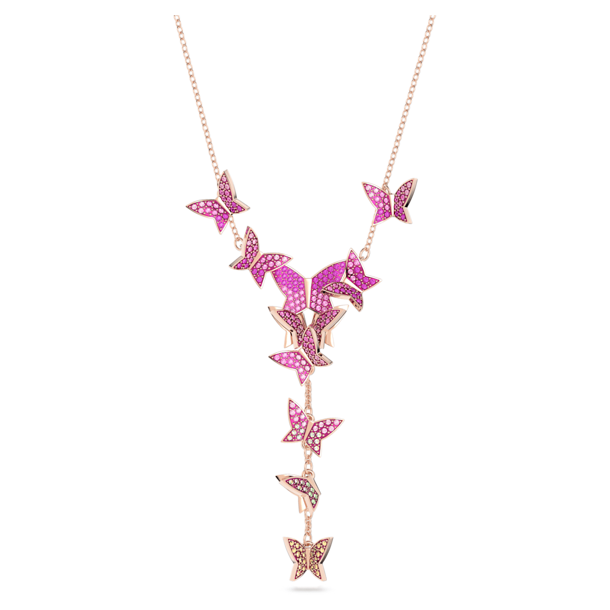 

Idyllia Lilia Y necklace, Butterfly, Pink, Rose gold-tone plated