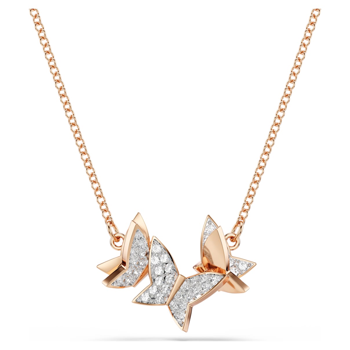 Collana Idyllia Lilia, Farfalla, Bianca, Finitura oro rosa 18K OS