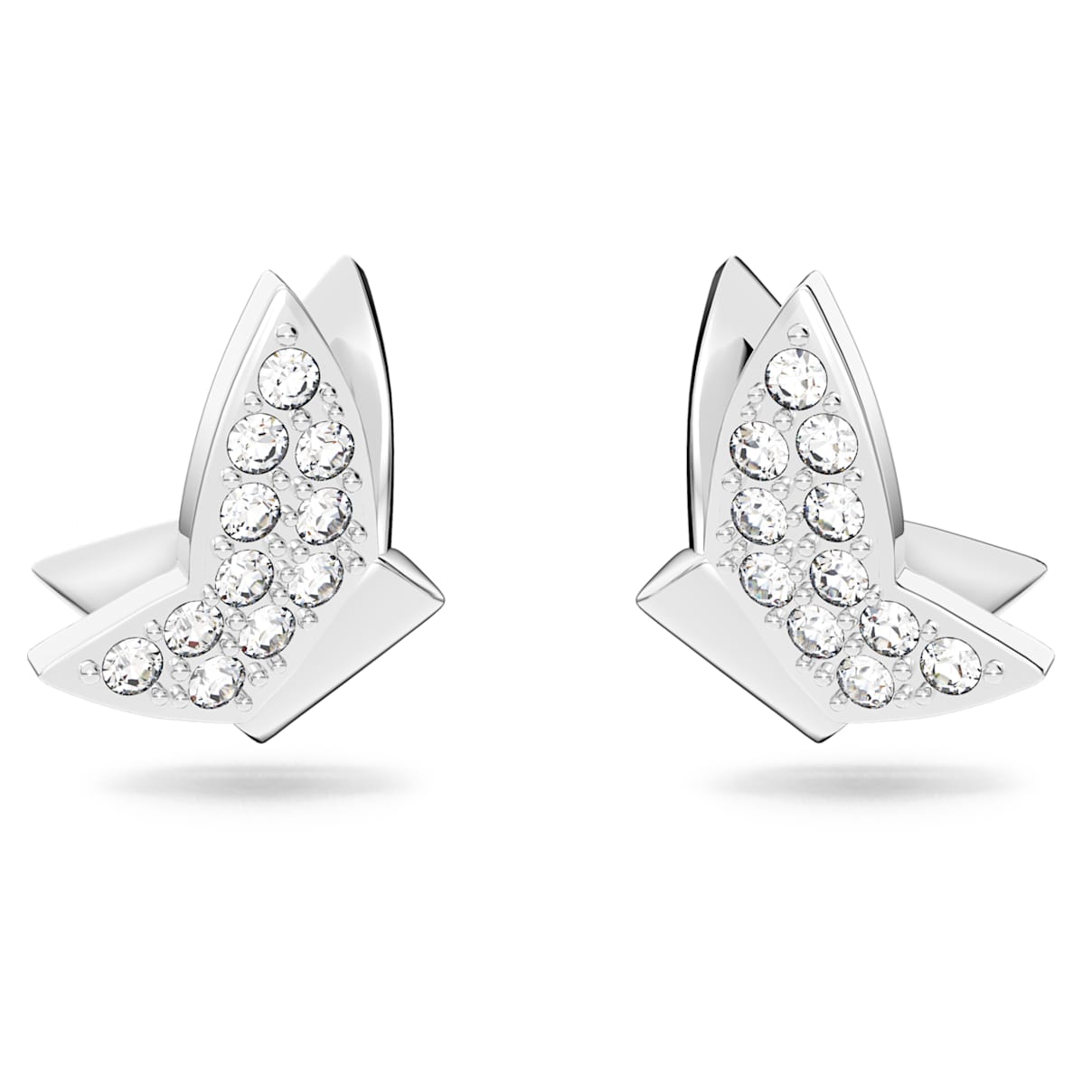 

Idyllia Lilia stud earrings, Butterfly, White, Rhodium plated