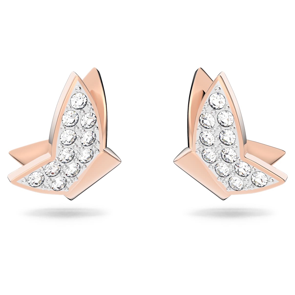 

Idyllia Lilia stud earrings, Butterfly, White, Rose gold-tone plated