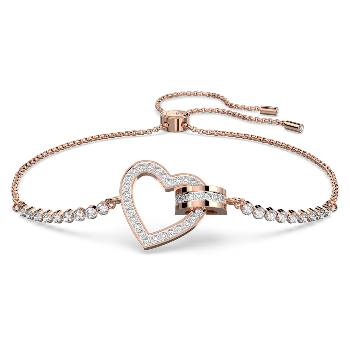 Lovely bracelet, Heart, White, Rose gold-tone plated