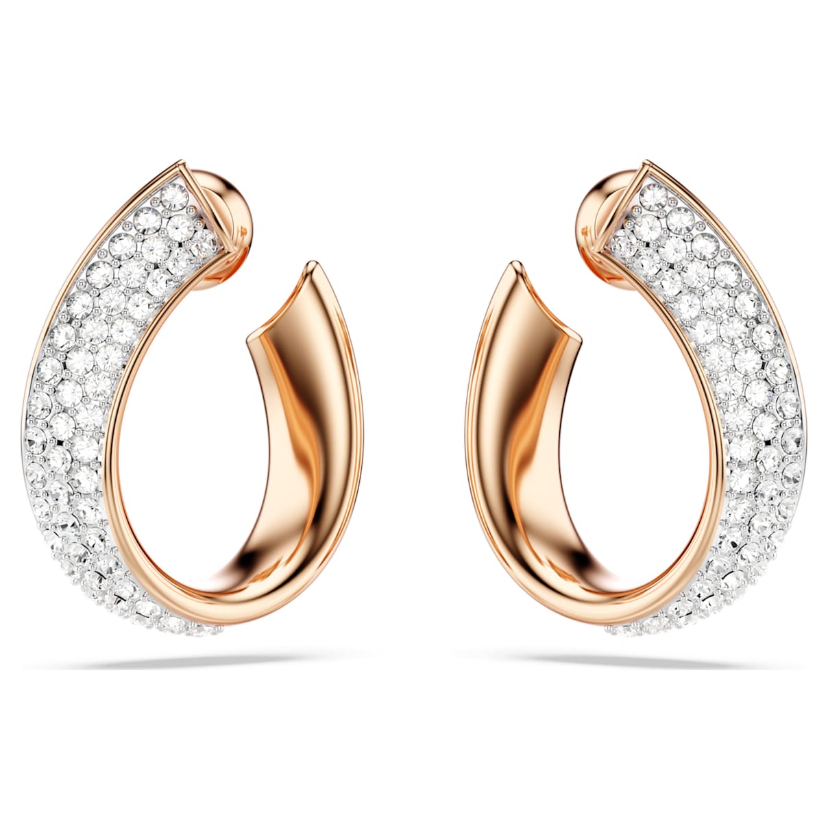 Exist hoop earrings, Small, White, Rose gold-tone plated