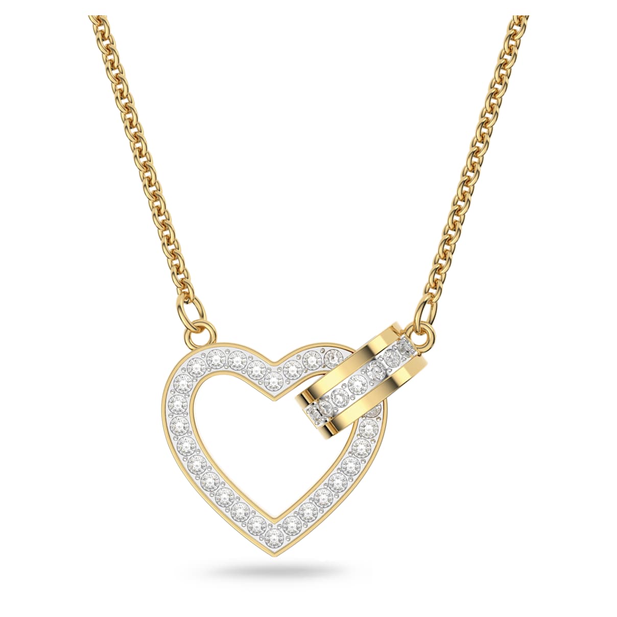 

Collar Lovely, Corazón, Blanco, Baño tono oro