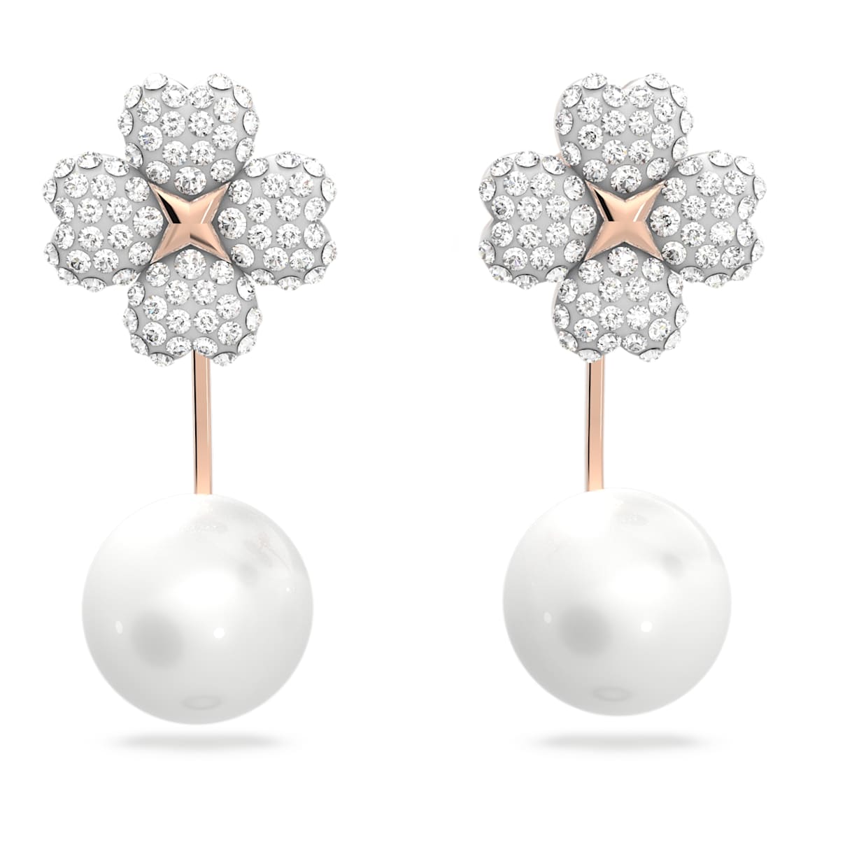 

Latisha earring jackets, Flower, White, Rose gold-tone plated