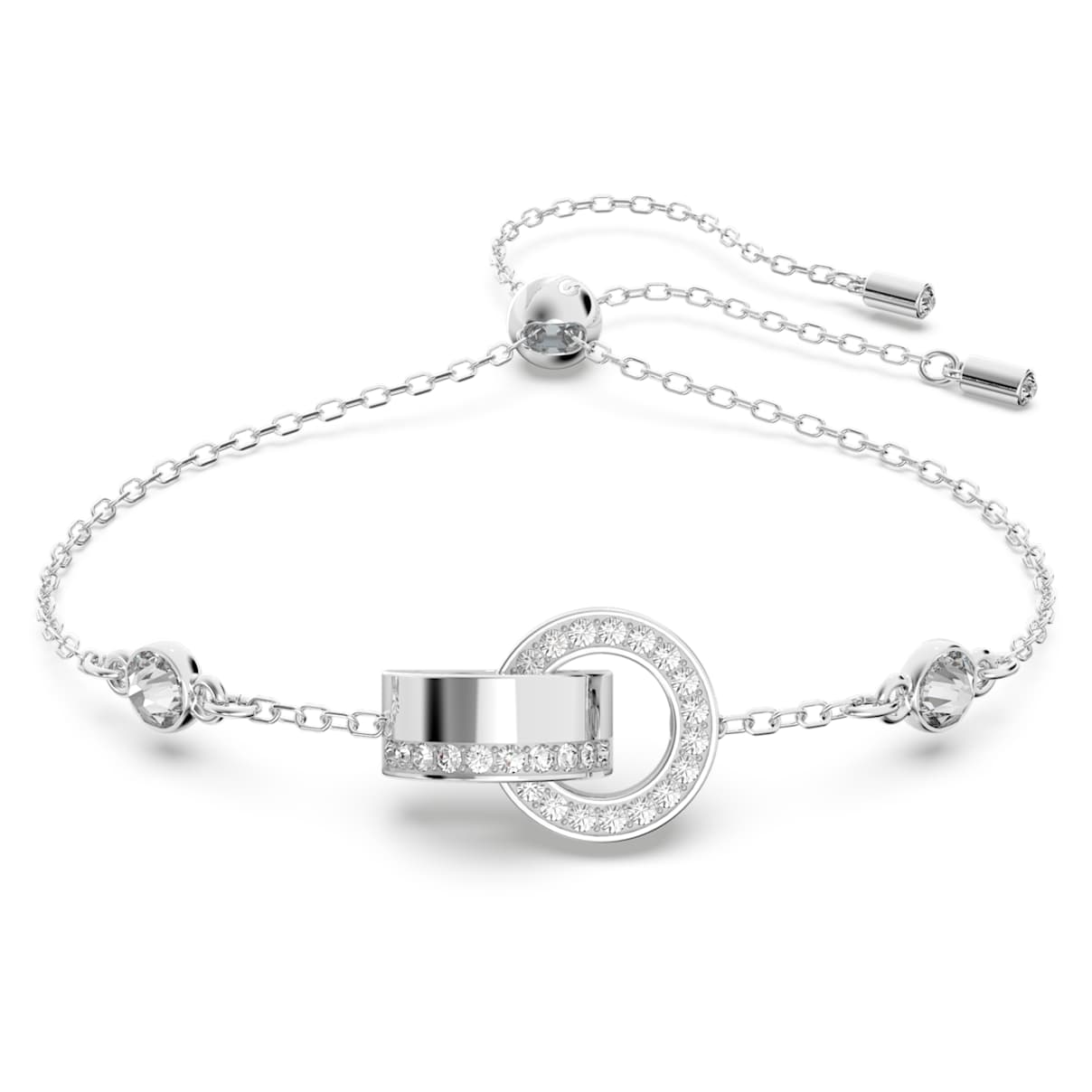 

Dextera bracelet, Interlocking loop, White, Rhodium plated