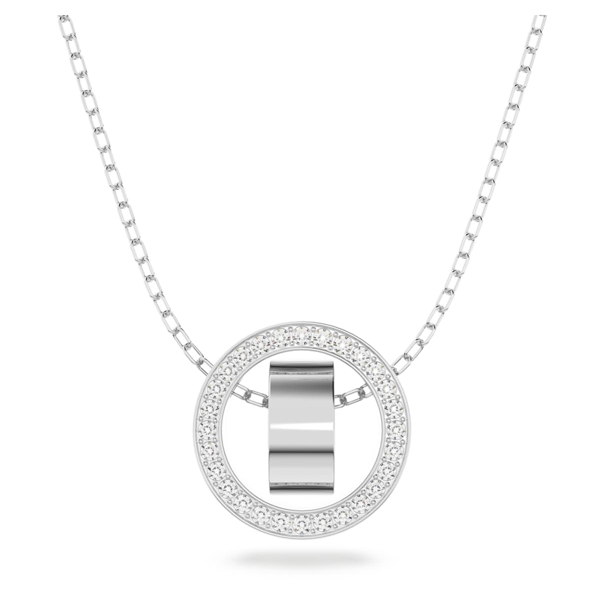 Dextera pendant, White, Rhodium plated