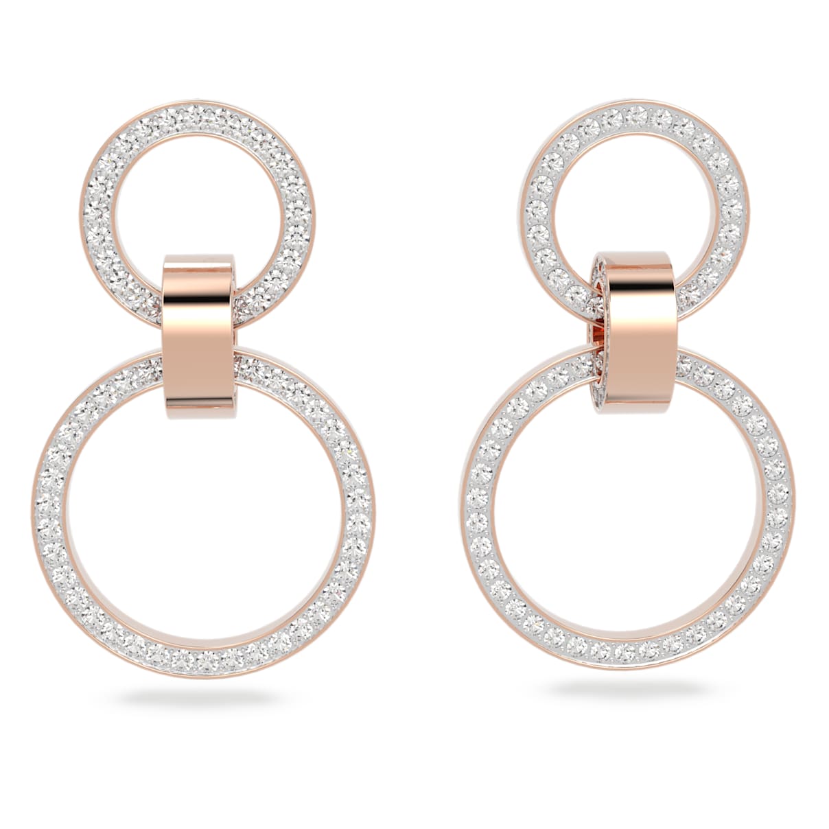 Dextera hoop earrings, White, Rose gold-tone plated