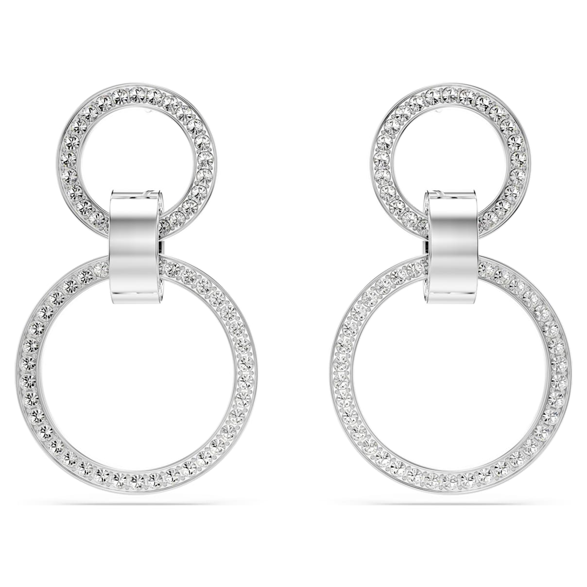 

Dextera hoop earrings, White, Rhodium plated