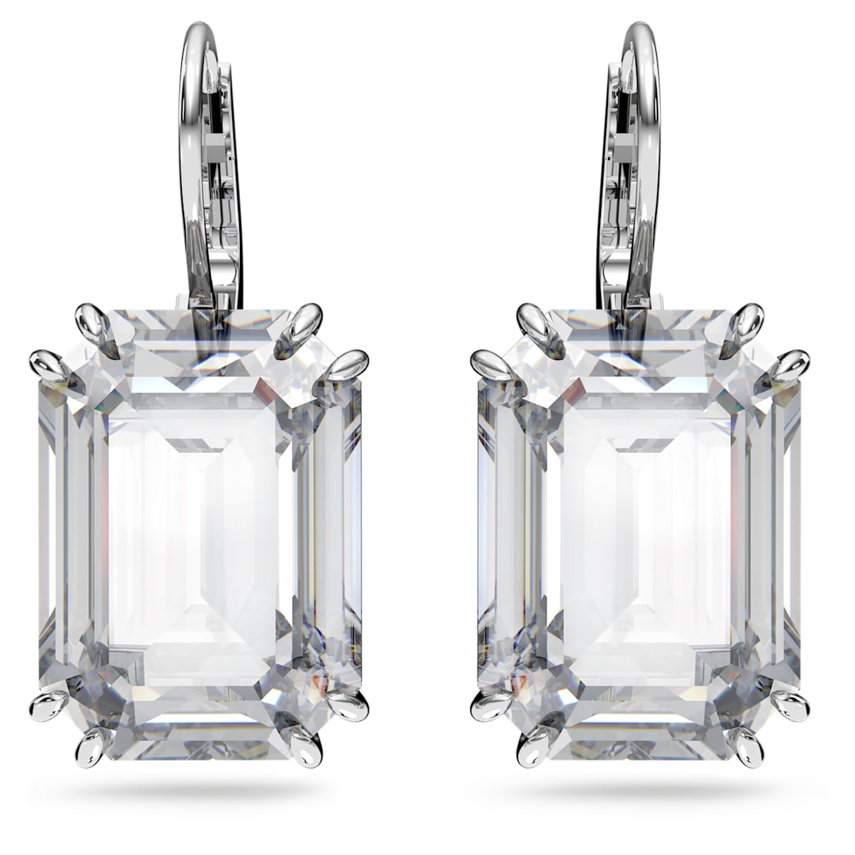 

Millenia drop earrings, Octagon cut, White, Rhodium plated