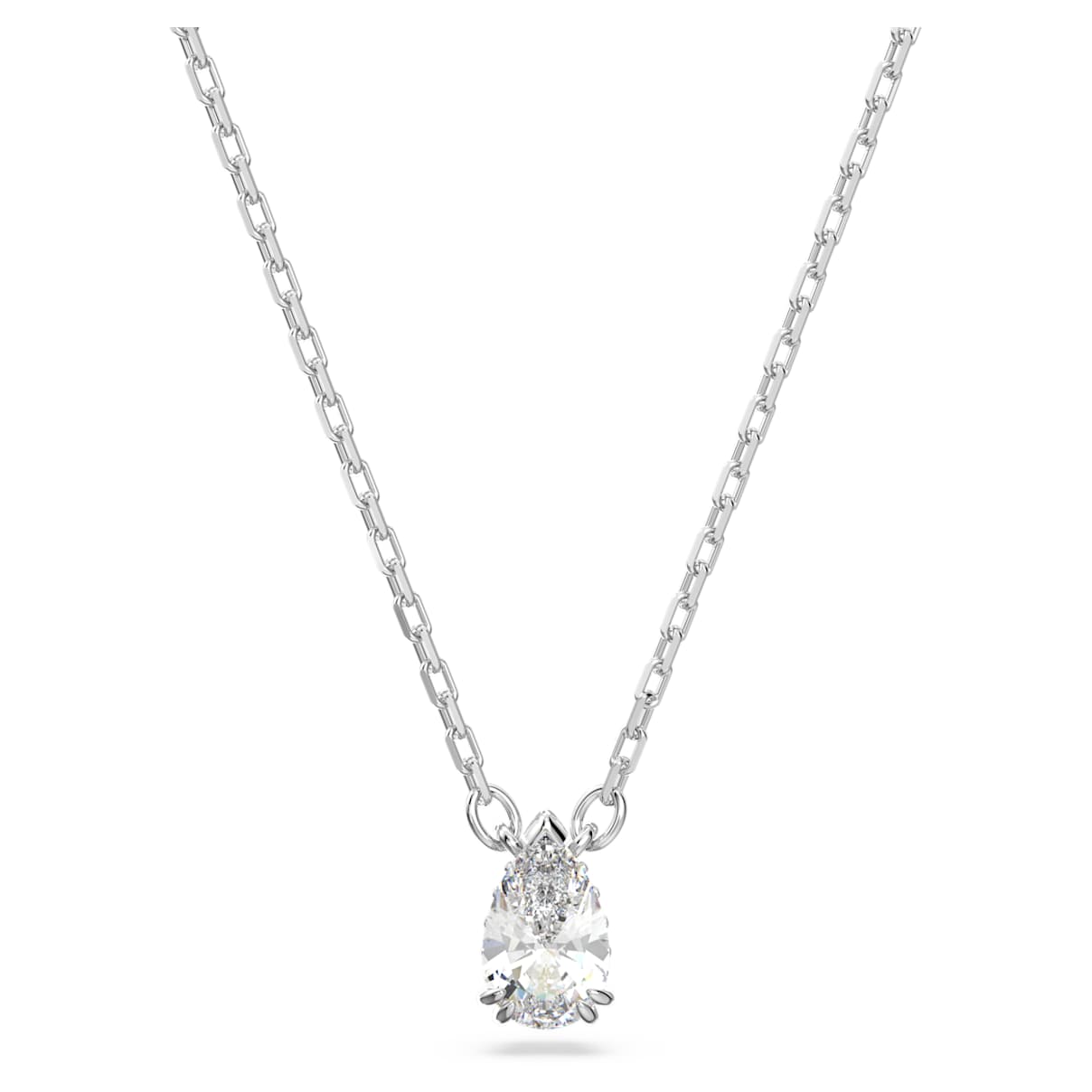 

Stilla pendant, Pear cut, White, Rhodium plated