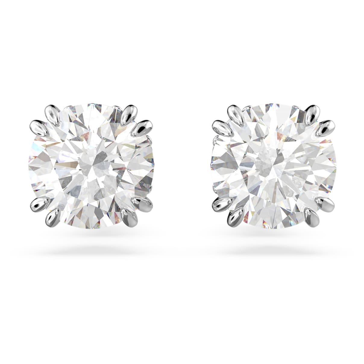 

Stilla stud earrings, Round cut, White, Rhodium plated