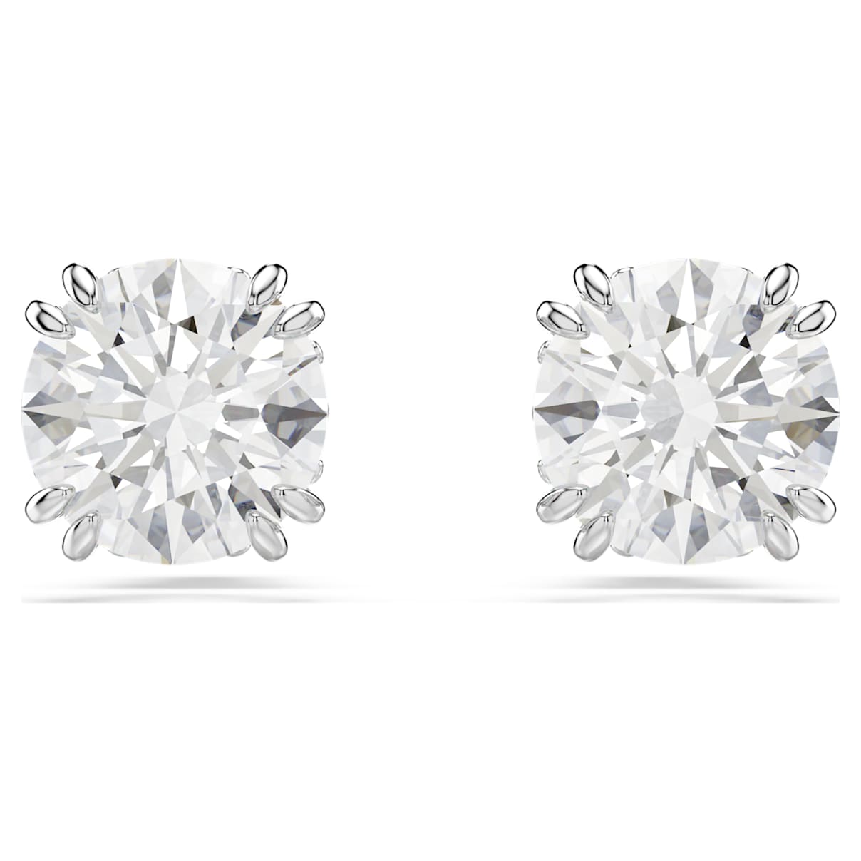 

Stilla stud earrings, Round cut, White, Rhodium plated