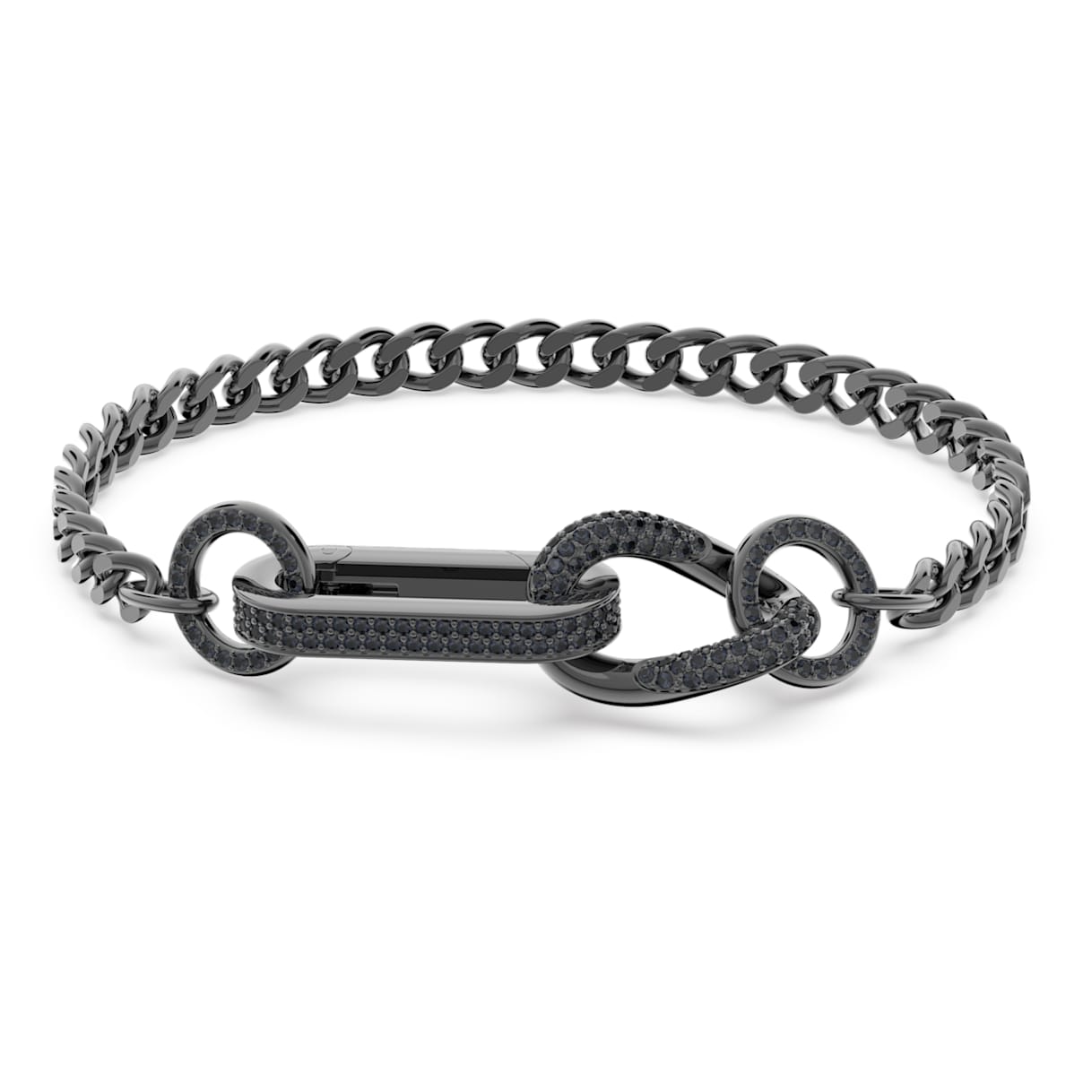 Swarovski Dextera bracelet, Pavé, Mixed links, Black, Ruthenium plated