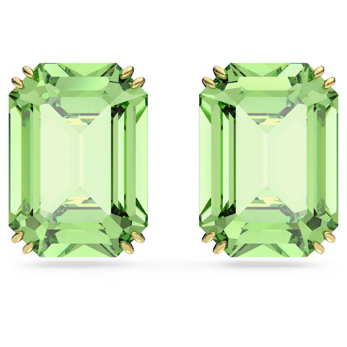 

Millenia stud earrings, Octagon cut, Green, Gold-tone plated