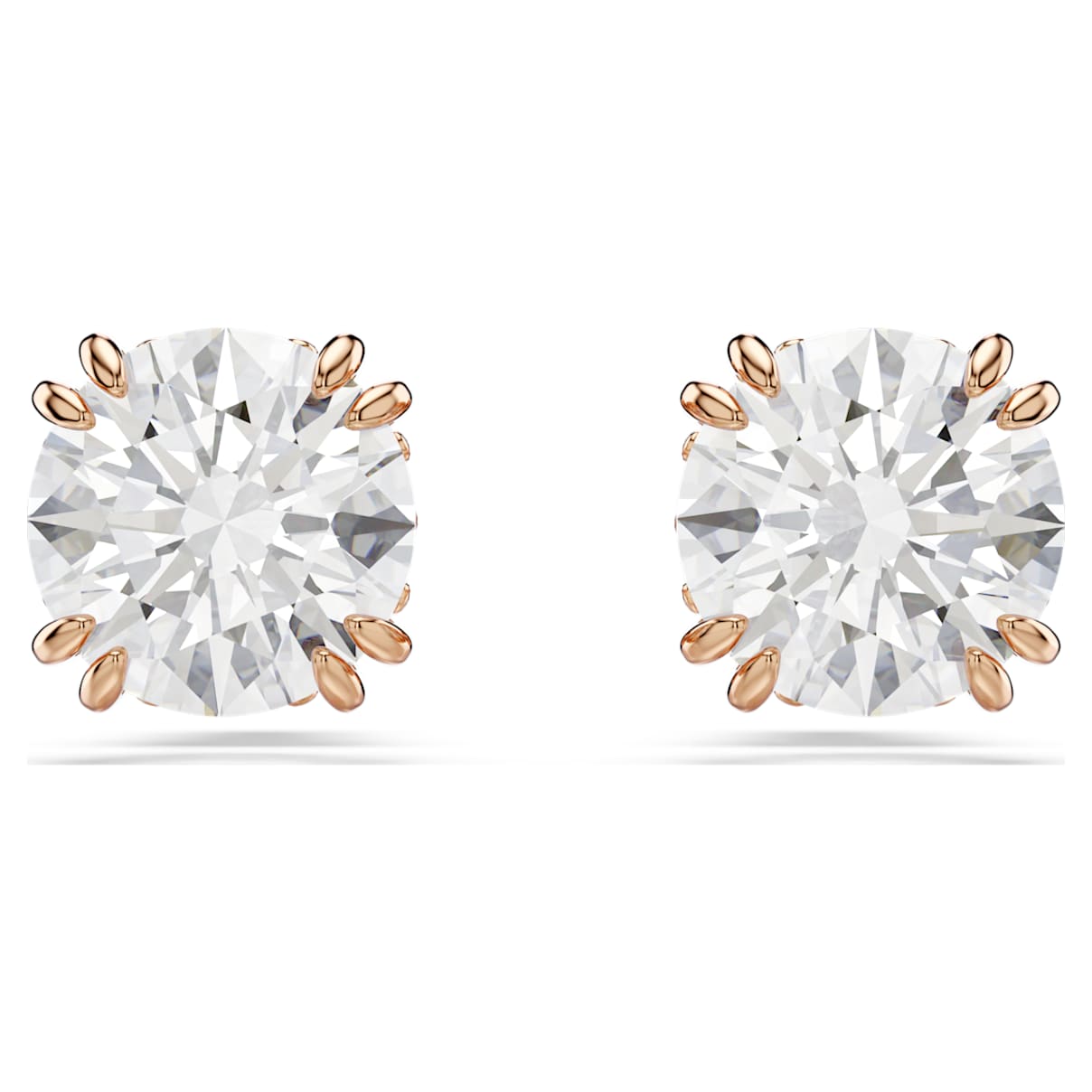 

Clous d'oreilles Stilla, Taille ronde, Blanches, Placage de ton or rosé