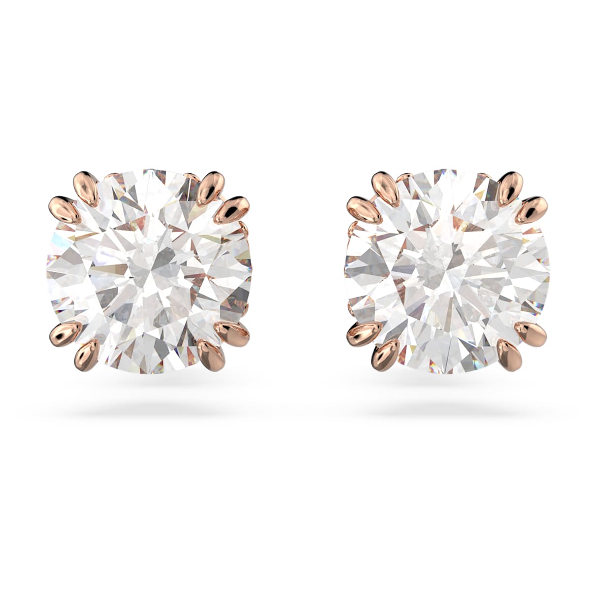 

Constella stud earrings, Round cut, White, Rose gold-tone plated