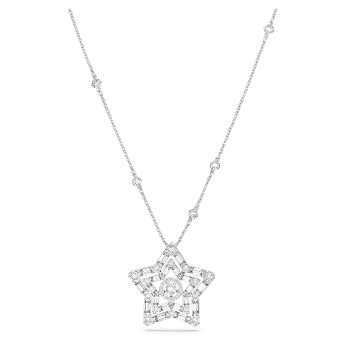 

Stella pendant, Mixed cuts, Star, White, Rhodium plated