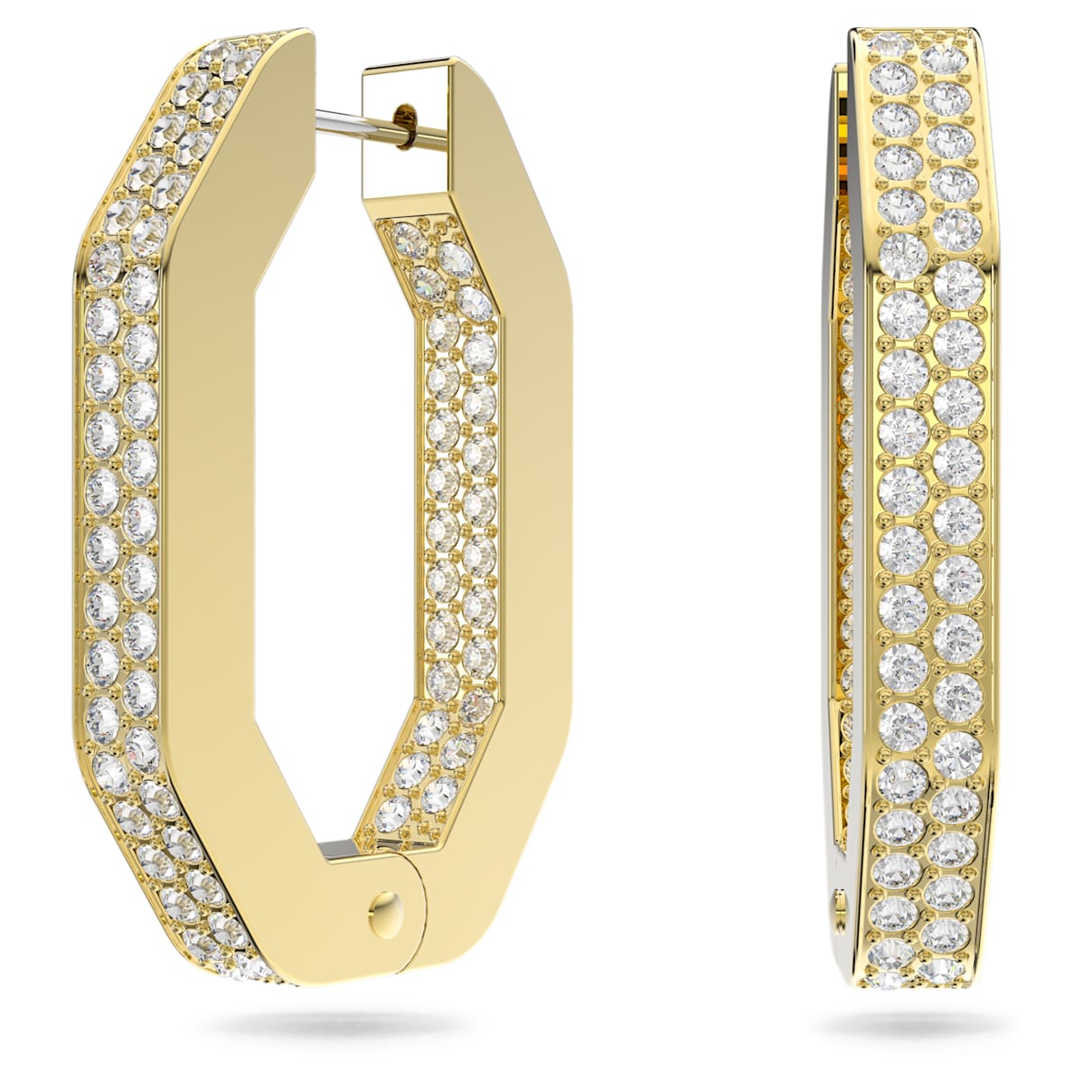 

Dextera hoop earrings, Octagon shape, Medium, White, Gold-tone plated