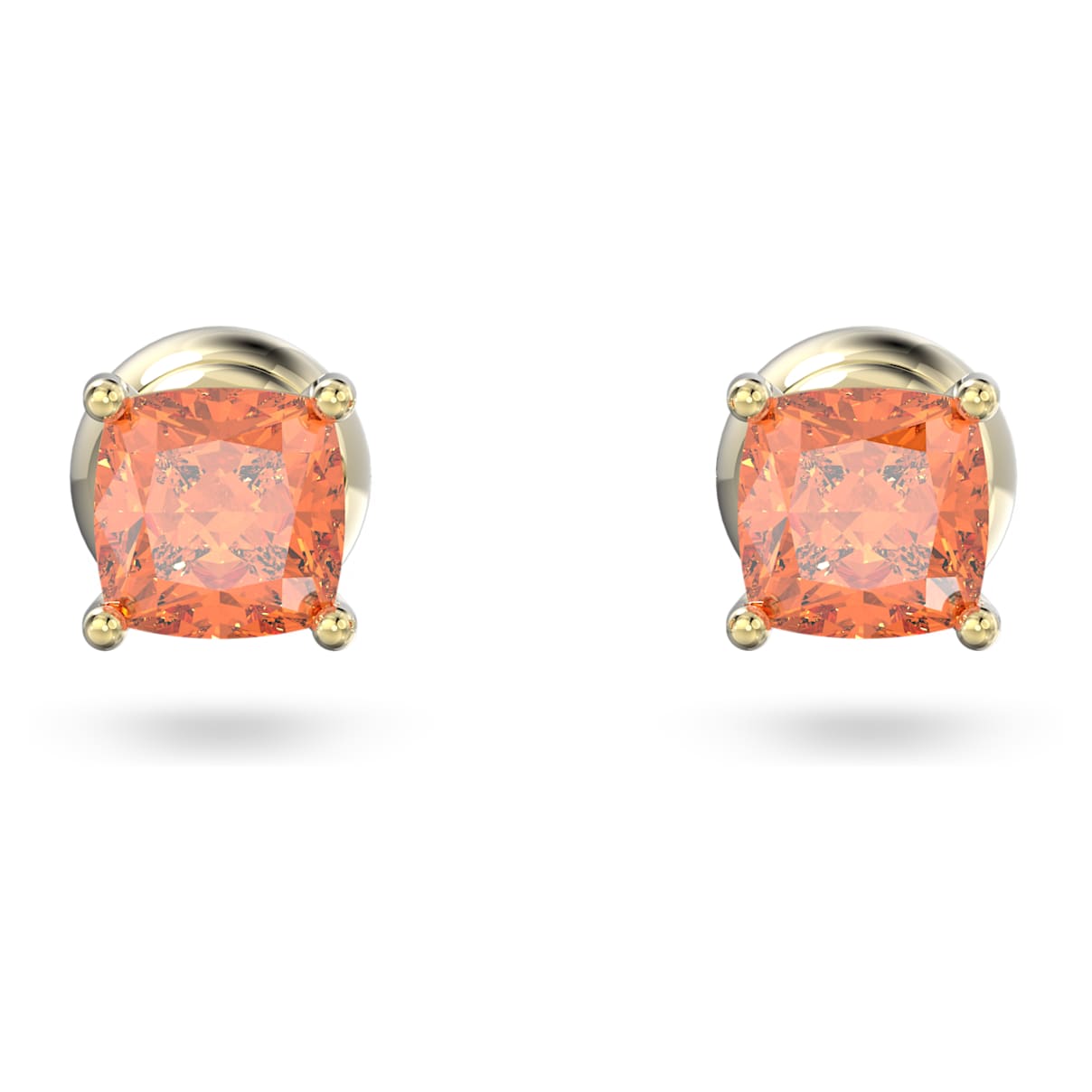 

Chroma stud earrings, Cushion cut, Orange, Gold-tone plated