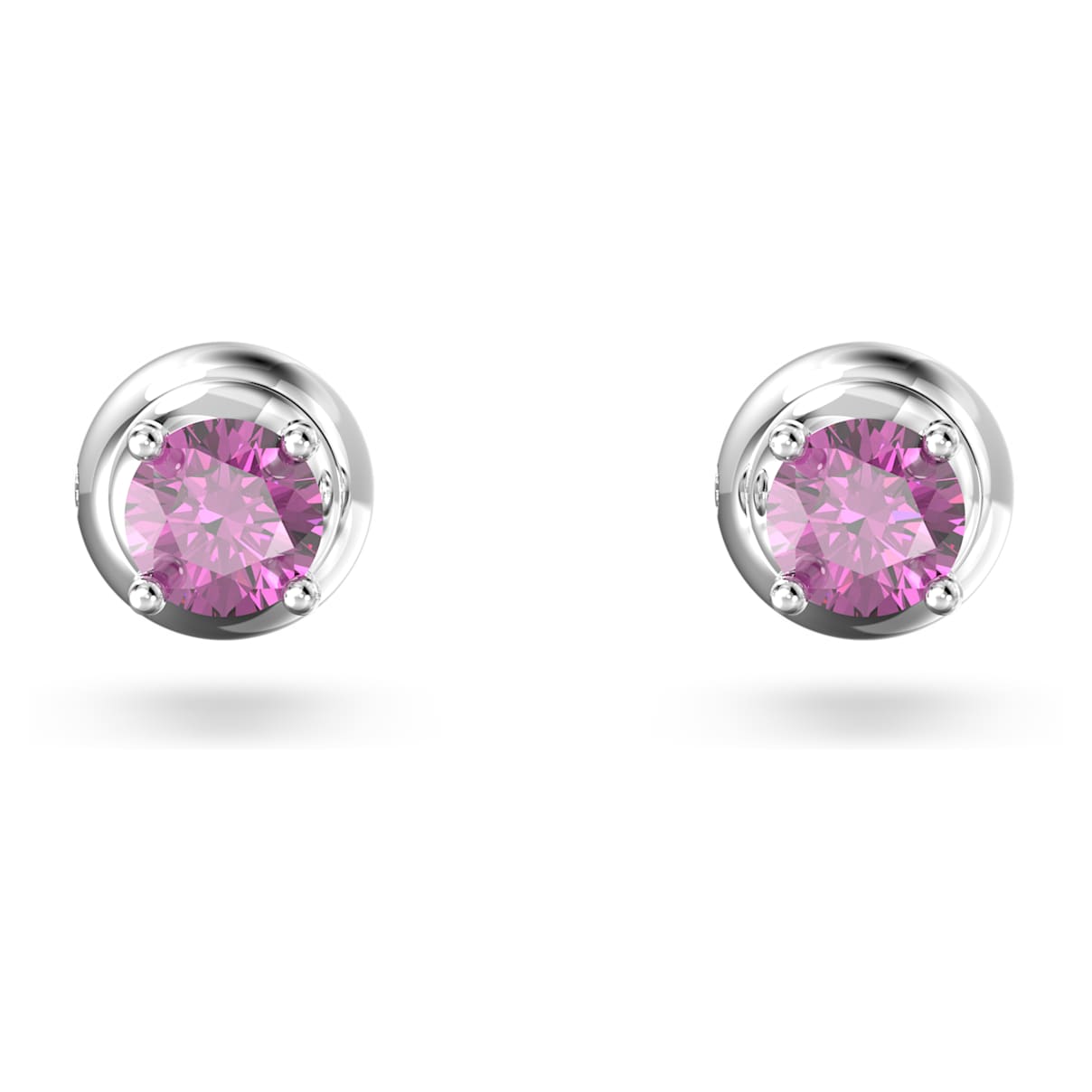 

Chroma stud earrings, Round cut, Purple, Rhodium plated
