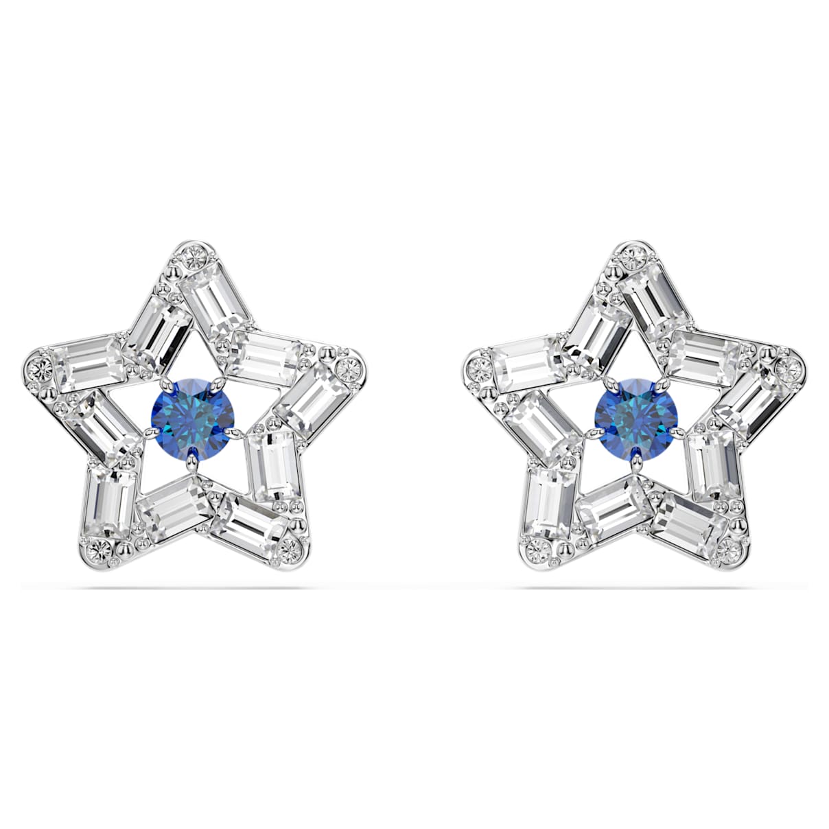 

Stella stud earrings, Mixed cuts, Star, Blue, Rhodium plated