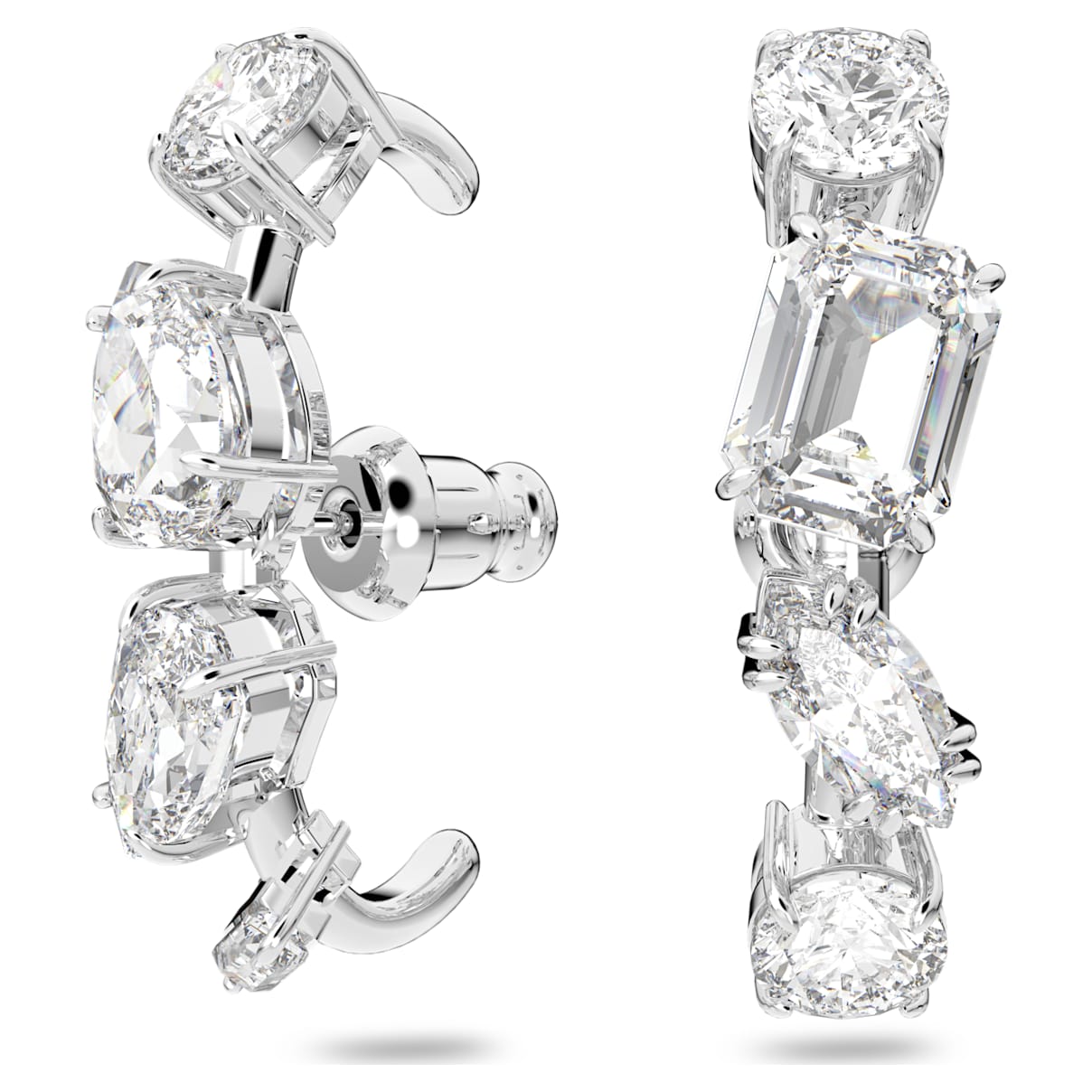 

Gema ear cuffs, Mixed cuts, White, Rhodium plated