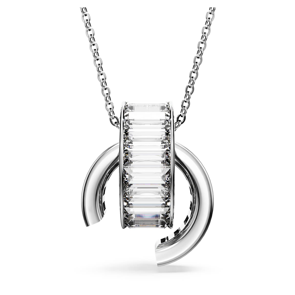 

Matrix pendant, Baguette cut, White, Rhodium plated