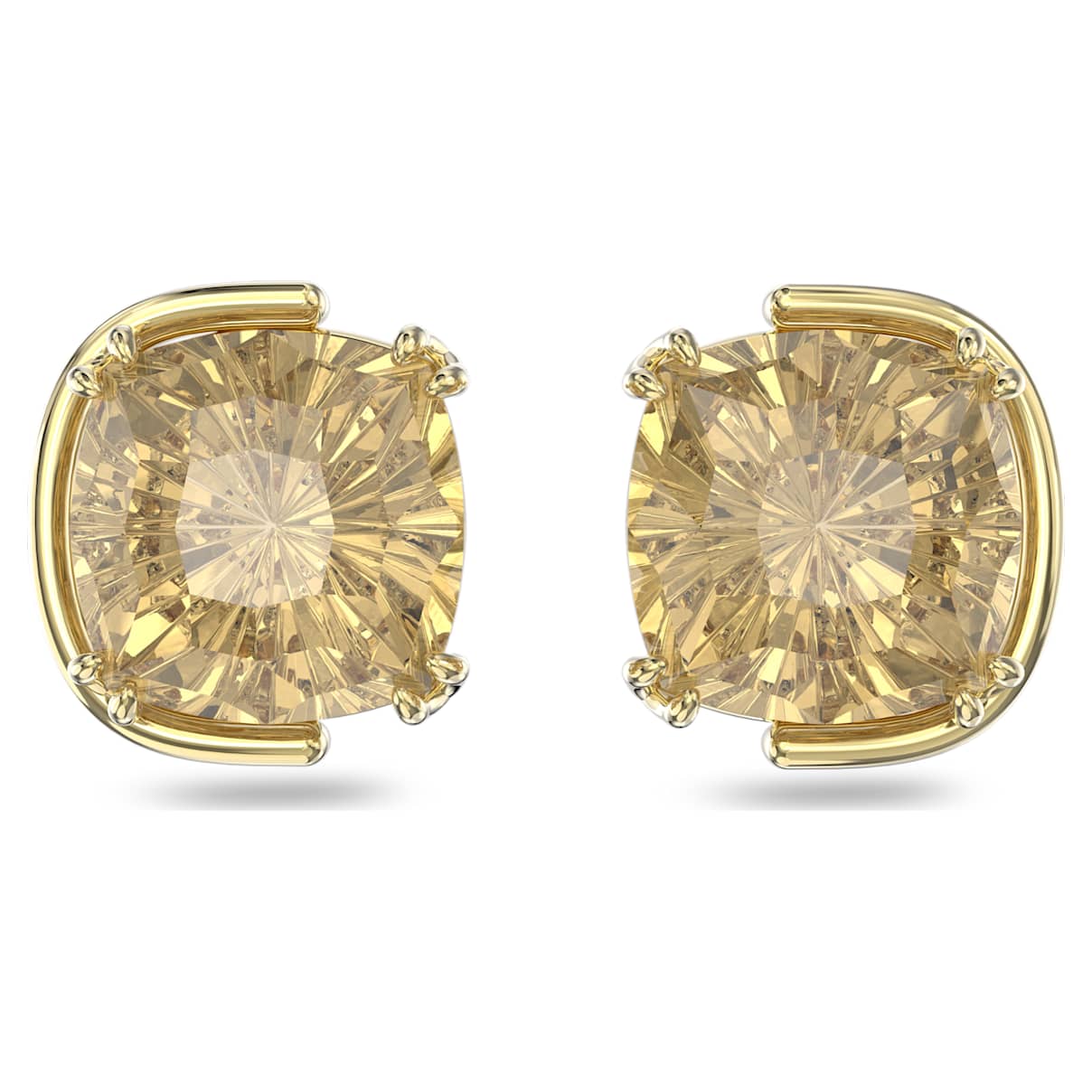 

Harmonia stud earrings, Cushion cut, Gold tone, Gold-tone plated