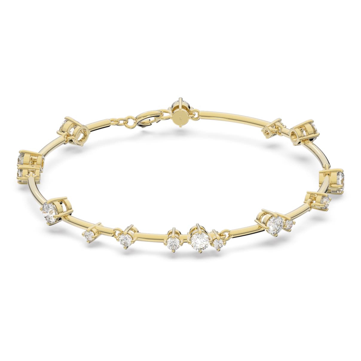 Constella bangle, Mixed round cuts, White, Gold-tone plated