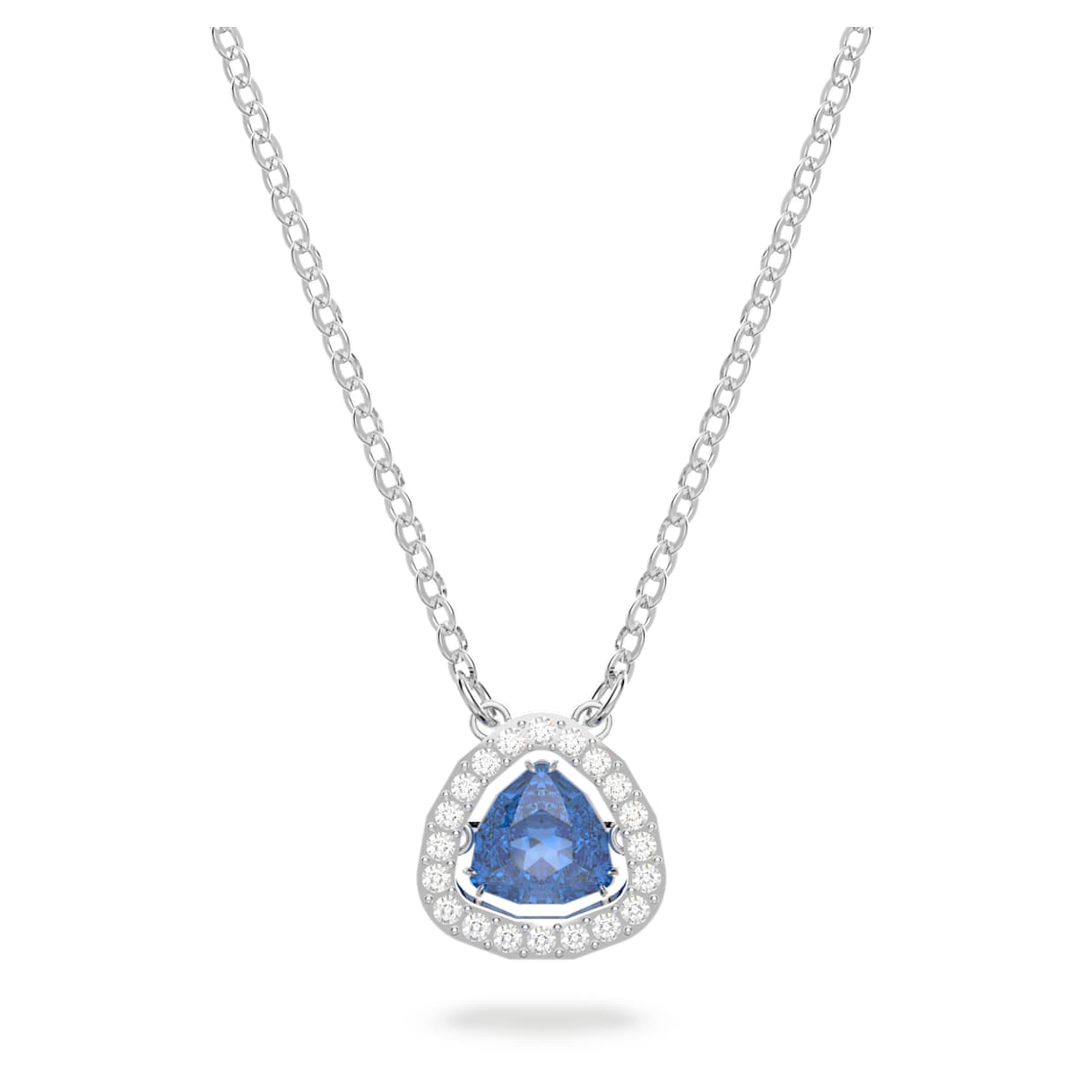 

Una necklace, Trilliant cut, Blue, Rhodium plated